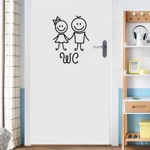 Cartoon men and women WC wall sticker