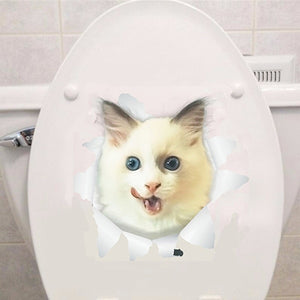 Cat 3D Toilet Wall Sticker