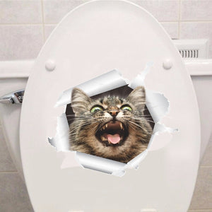 Cat 3D Toilet Wall Sticker