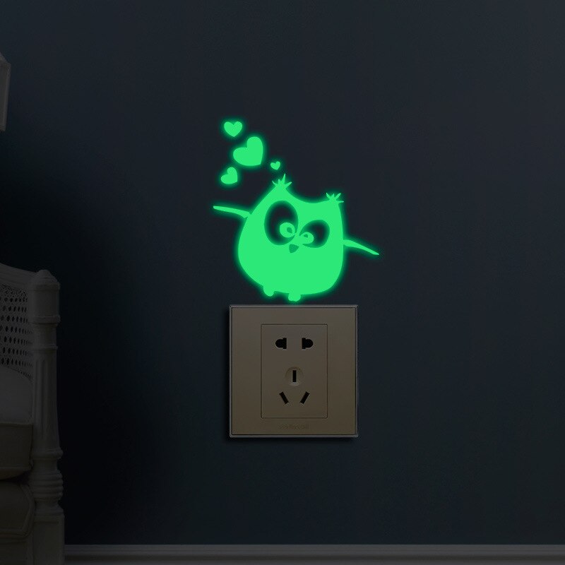Cartoon Luminous Owl switch wall sticker