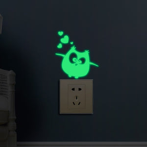 Cartoon Luminous Owl switch wall sticker