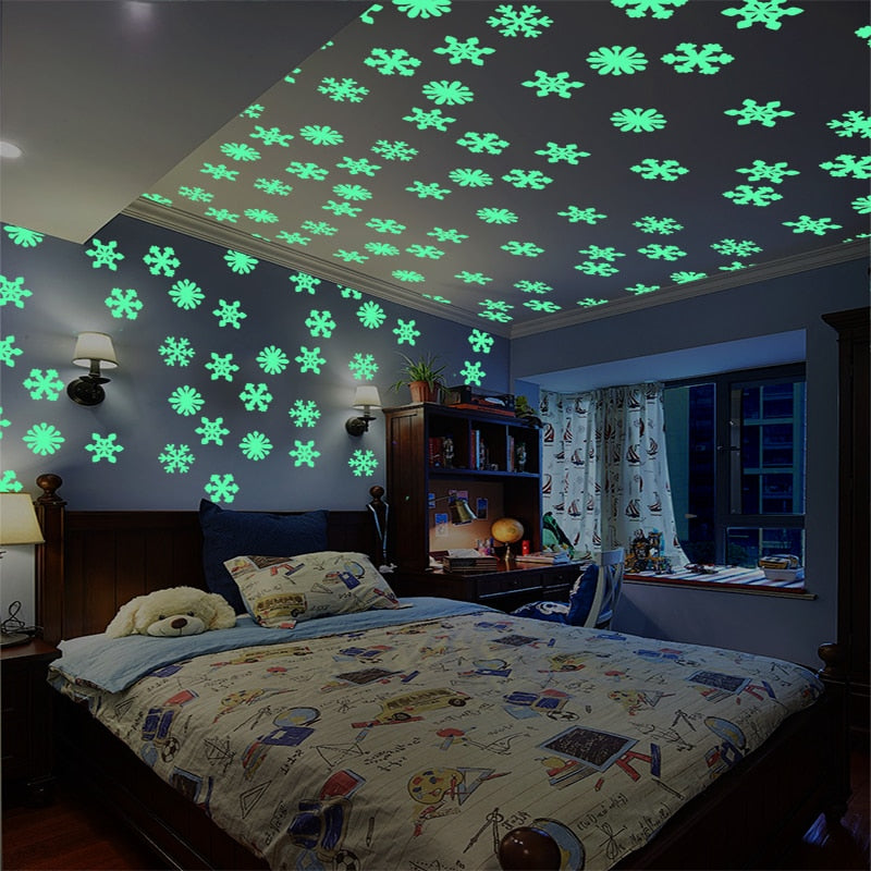 50PCS/Set Colorful Luminous Home snowflake Wall Sticker