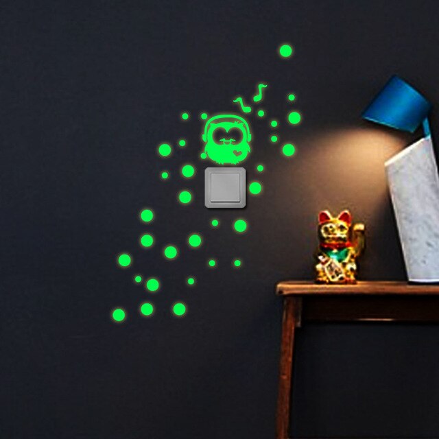 Cartoon Luminous DIY Cute home Cat Switch Wall Sticker