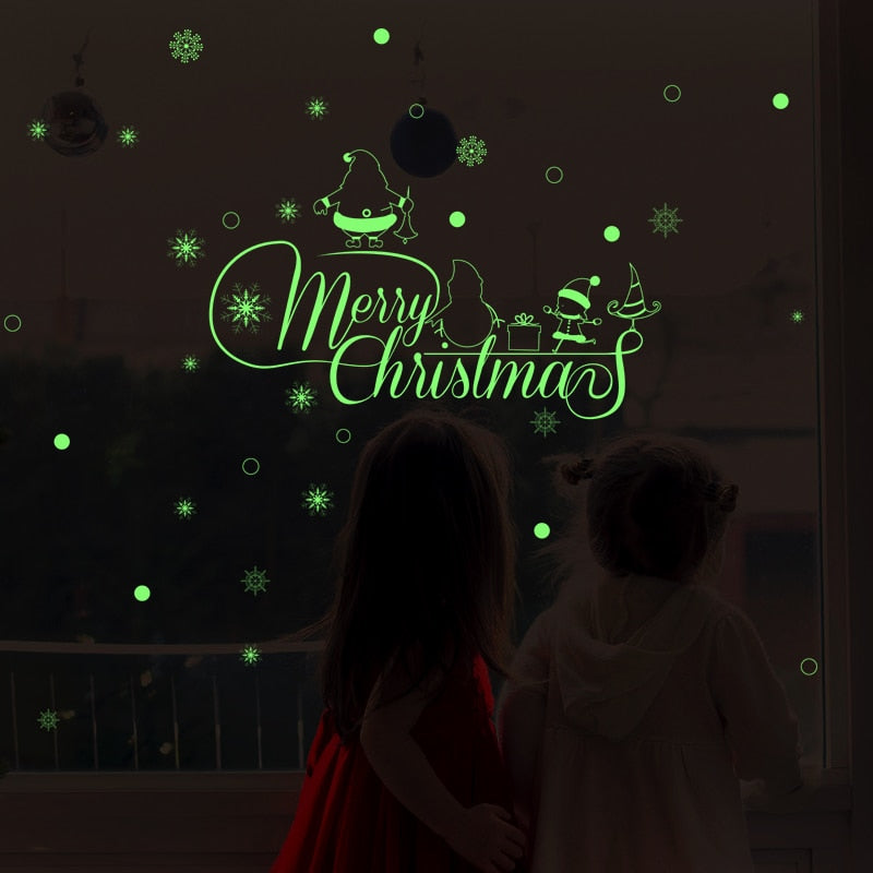 Luminous Merry Christmas Wall Stickers Glow in the dark