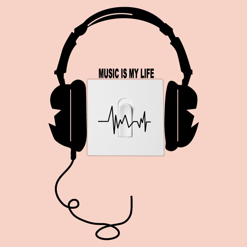 MUSIC IS MY LIFE Headphones Wall/Switch Sticker